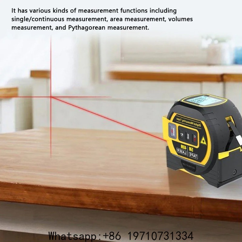 Laser Distance Measure - Télémètre laser numérique 3-en-1 40M/60M, mètre