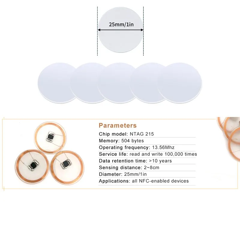 20 pièces 13.56MHz Ntag215 NFC - Nfc Tag Programmable avis et prix